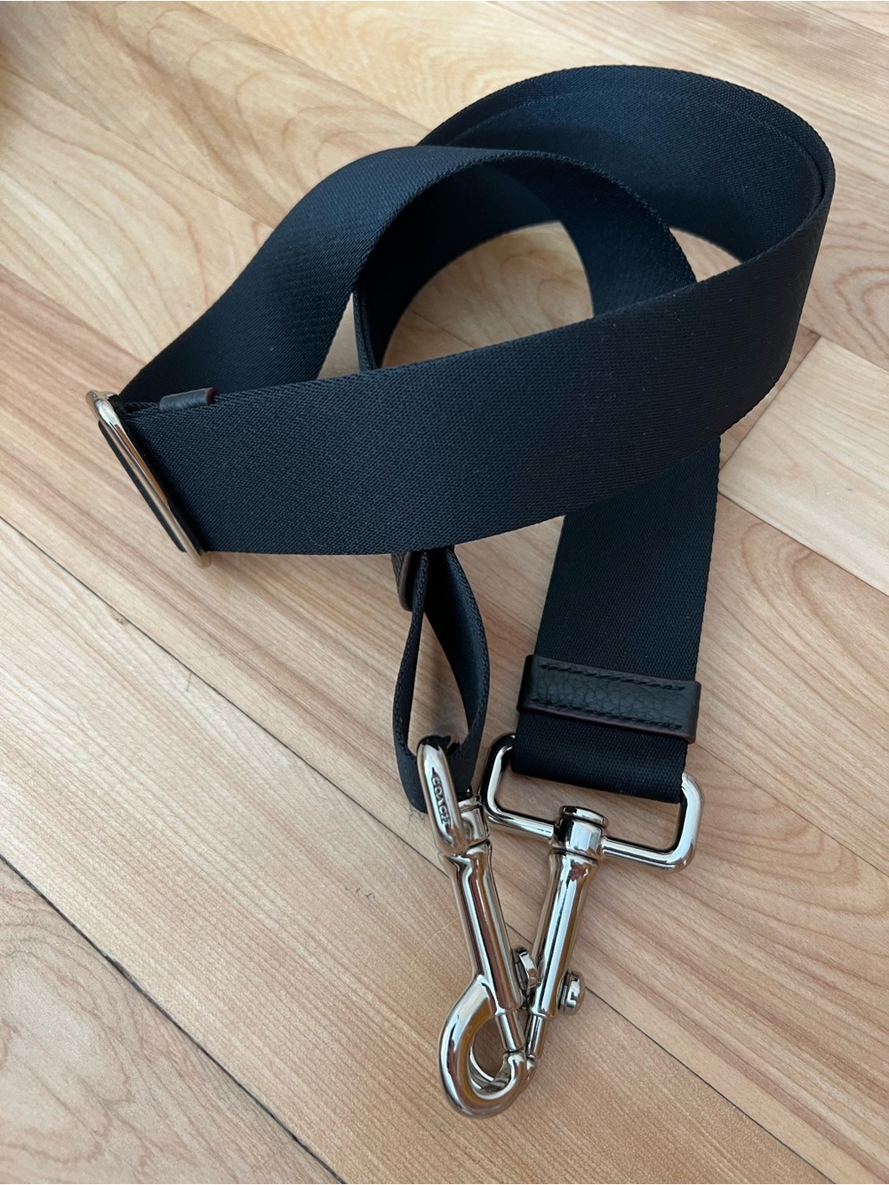 Coach Adjustable Black Strap with Silver Hardware